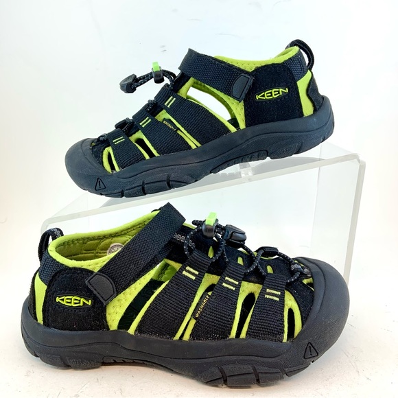 KEEN Big Kid's Youth Black Neon Green Newport H2 Waterproof Sandals size 1 32/33 - Picture 4 of 11